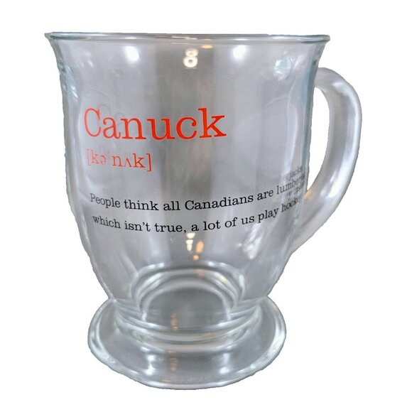 Mug Cup Hockey Canuck Canadian Clear Lumberjack Humor Glass Coffee Tea Read - Picture 1 of 10